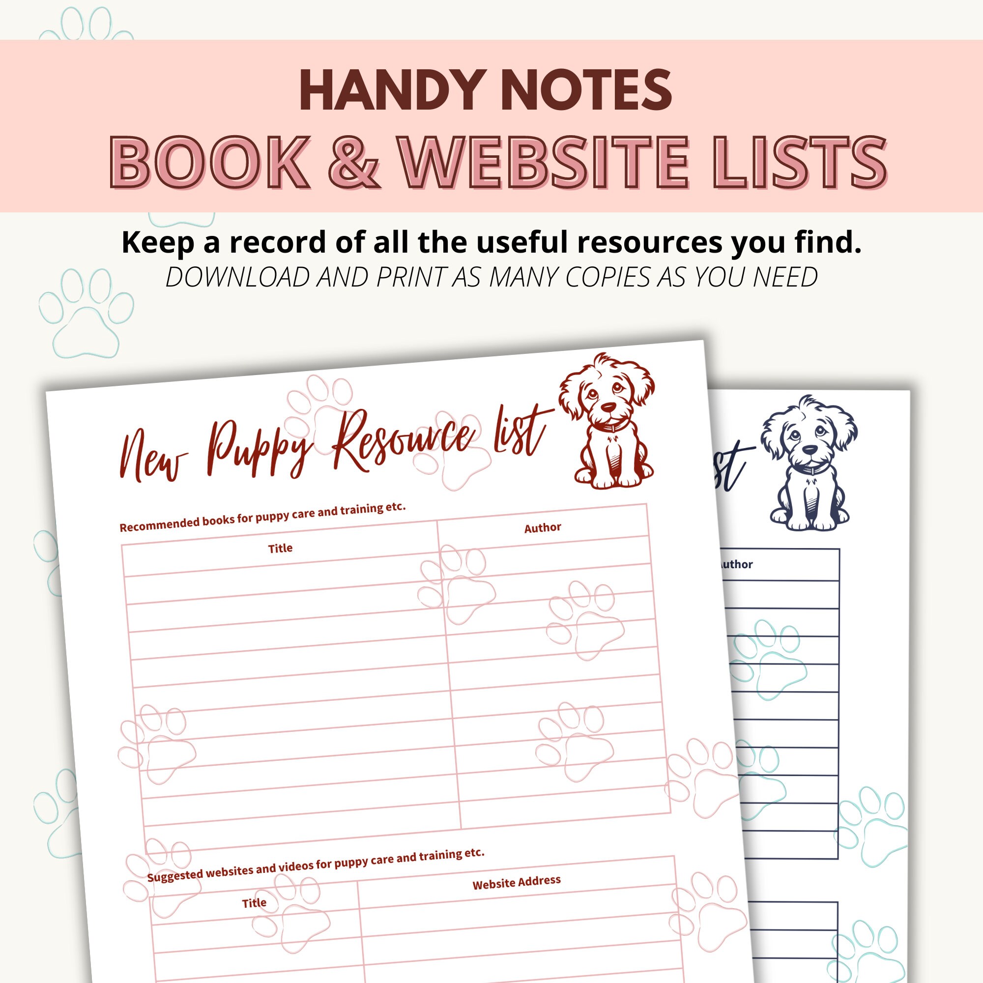 New Puppy Checklist | Shopping List, Resource List (PDF) - Etsy