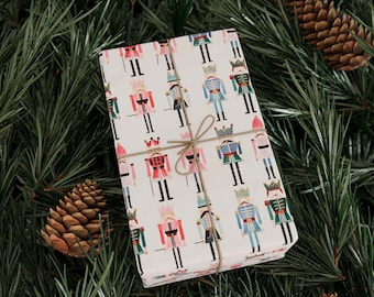 Nutcracker Pattern Wrapping Paper | Holiday Gift Wrap Roll, Christmas Nutcracker Design