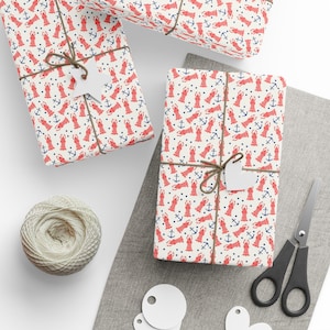 Whimsical Lobster Wrapping Paper, Birthday Gift Wrap, Birthday Wrapping Paper, Cute Birthday Lobster Wrap