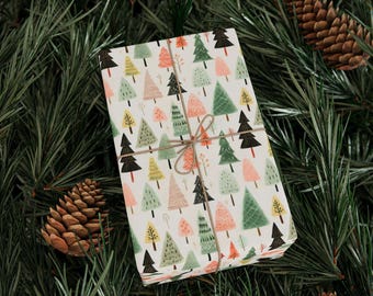 Grillig Scandinavisch Kerstboompatroon Cadeaupapier | Cadeaupapier kerstvakantie