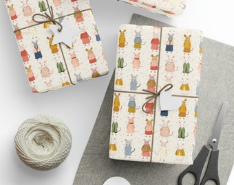 Whimsical Baby Mice Wrapping Paper, Baby Shower Gift Wrap
