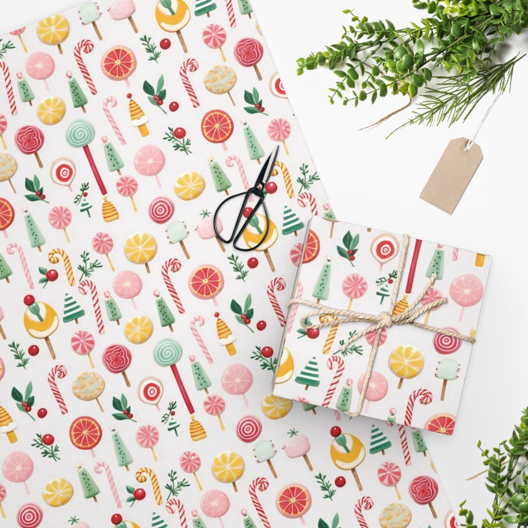 Whimsical Christmas Candy Wrapping Paper Christmas Gift Wrap - Etsy