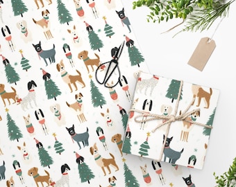 Whimsical Christmas Dogs Wrapping Paper, Christmas Gift Wrap, Christmas Wrapping Paper, Cute Christmas Wrap