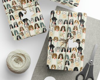 Nyckfullt hundansikte Presentpapper | Söt valp bröllopstryck Presentpapper