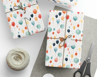 Colorful Happy Birthday Balloons Wrapping Paper | Balloon Birthday Gift Wrap