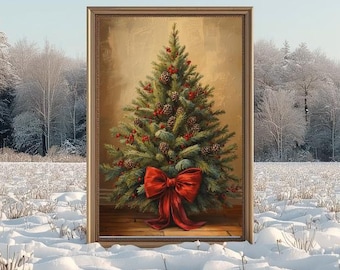 Vintage Christmas Tree Print: Rustic Holiday Farmhouse Decor (PDF & JPG)