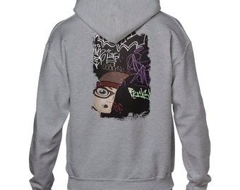 Blue Eyed Spectacle, Street Art, Graffiti, Grunge. Premium Unisex Pullover Hoodie