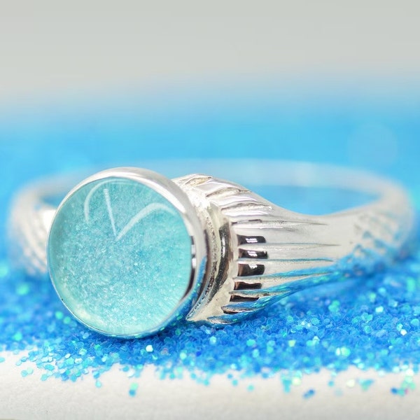 Real Mako Mermaids Mermaid Moon Ring Silver Sea Glass Blue Topaz Seaglass H2O Just Add Water Moonring