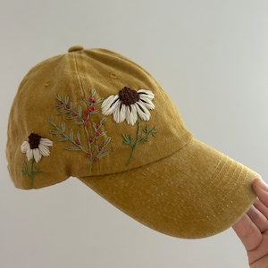Embroidered Baseball Cap,Hand Embroidered,Wildsflowers Hand Embroidered Hat,Floral Embroidered Cap,Birthday Gift,Gift For Women,Summer Cap