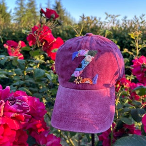 Embroidered Baseball Cap,Hand Embroidered,Wildsflowers Hand Embroidered Hat,Floral Embroidered Cap,Birthday Gift,Gift For Women,Summer Cap