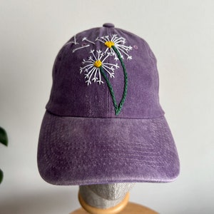 Embroidered Baseball Cap,Hand Embroidered,Wildsflowers Hand Embroidered Hat,Floral Embroidered Cap,Birthday Gift,Gift For Women,Summer Cap