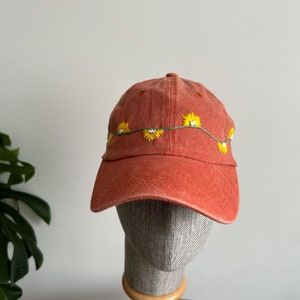 Embroidered Baseball Cap,Hand Embroidered,Wildsflowers Hand Embroidered Hat,Floral Embroidered Cap,Birthday Gift,Gift For Women,Summer Cap