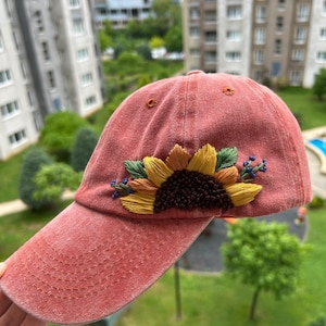 Embroidered Baseball Cap,Hand Embroidered,Wildsflowers Hand Embroidered Hat,Floral Embroidered Cap,Birthday Gift,Gift For Women,Summer Cap