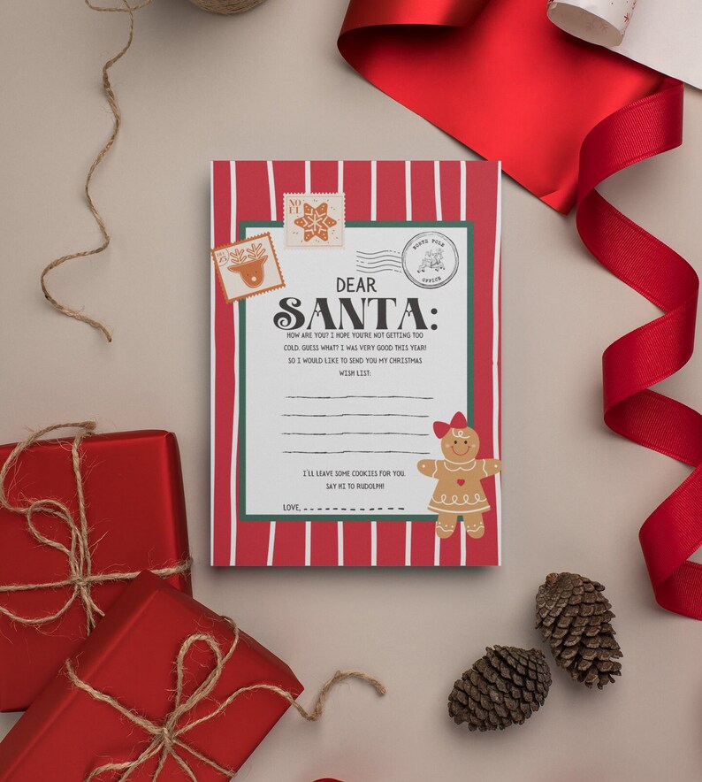 Santa Letter to Santa From Child Letter to Santa Christmas Wish Letter