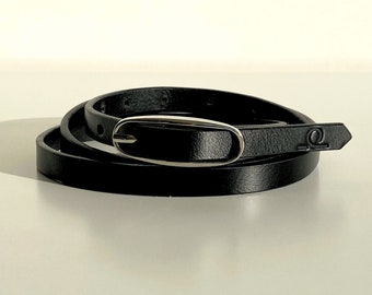 Leather belt women | Black leather belt women | Belt for jeans | Skinny belt | Gift for her | Belt for dress | Minimal leather belt