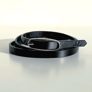 Black Leather belt | Black leather belt for women | Belt for jeans | Skinny belt | Gift for her | Belt for dress | Minimal leather belt