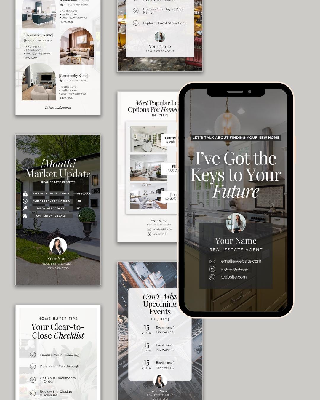 Real Estate Social Media Templates Realtor Marketing Posts (canva