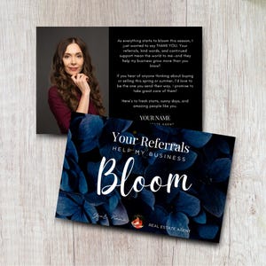 Real Estate Spring Postcard, Your Referrals Help My Business Bloom Card, Agent Farming, Spring real estate marketing, Mailer Canva Template