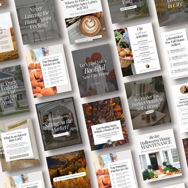 60 Fall Realtor Instagram Posts, Real Estate Social Media Templates ...