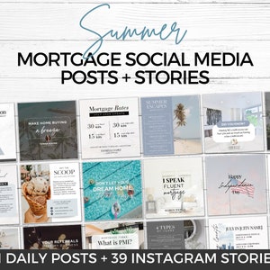Summer MORTGAGE Posts & Matching Stories | Summer Mortgage Social Media Posts | Mortgage Marketing | Mortgage Broker | Mortgage Social Media