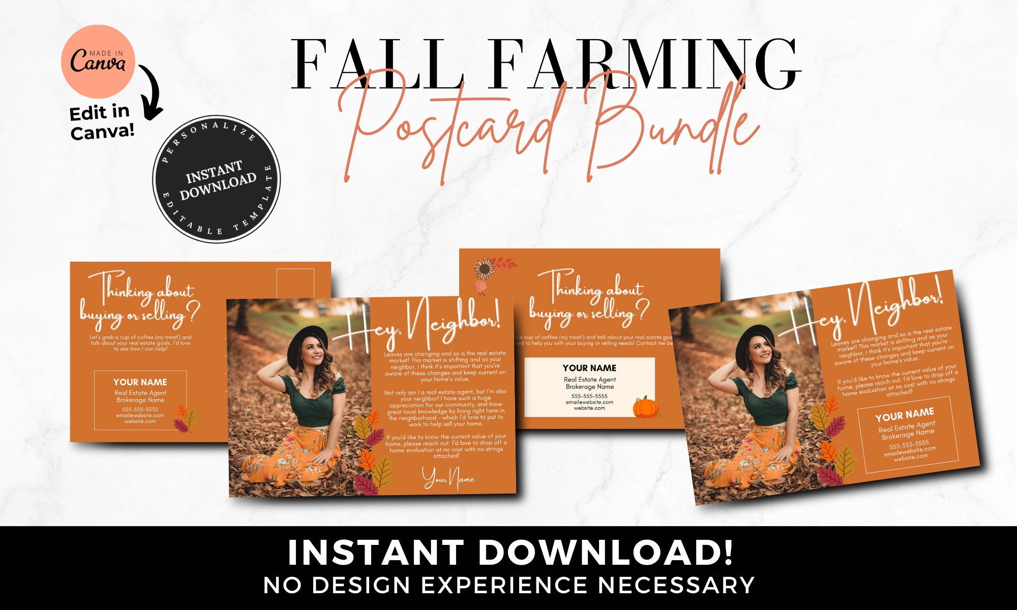 Fall Real Estate Postcard Bundle, Hello Neighbor Postcard, Fall Real ...