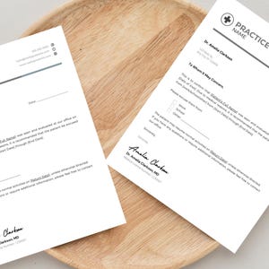 Nota de excusa médica, nota de trabajo firmada por el médico, carta de ausencia escolar editable del médico, plantilla de excusa médica para el trabajo, nota de trabajo firmada por el médico