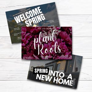 Spring Real Estate Postcard, Spring Realtor Postcard, Spring Real Estate Farming Postcard Canva Template, Spring Into a New Home Postcard