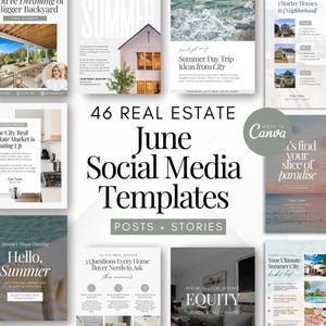 Real Estate Summer Instagram Posts | Real Estate Social Media | June Real Estate Posts | Real Estate Marketing | Instagram Template Canva