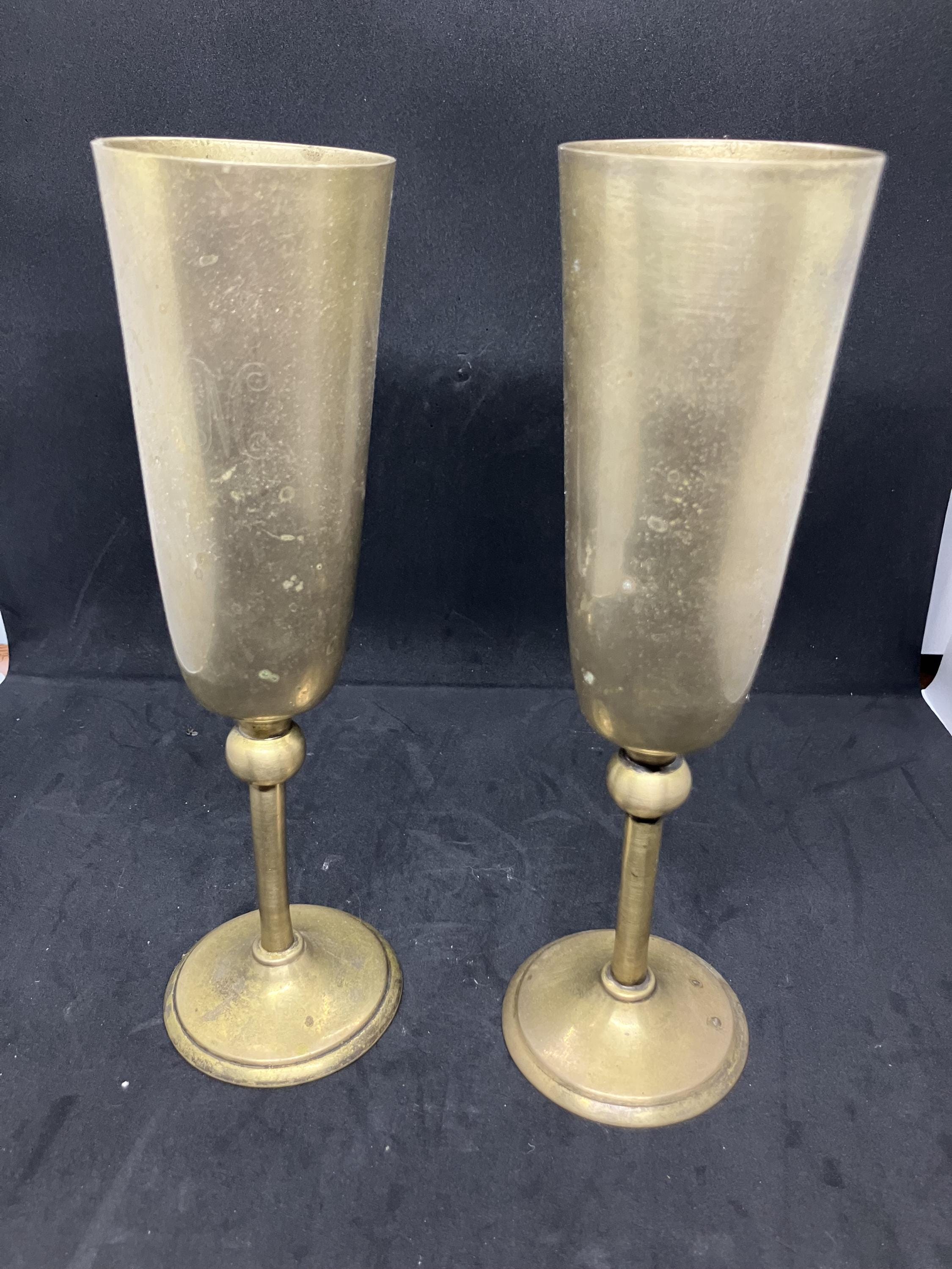 Mgoblets Set of Two Vintage Brass Goblets With Decorative Stem Ball Detail - Etsy