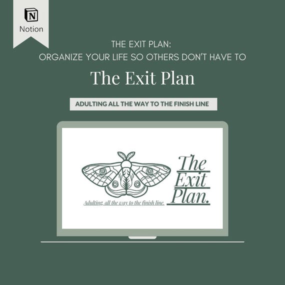 Exit Plan Notion Template, Estate and Emergency Planner (Digital)