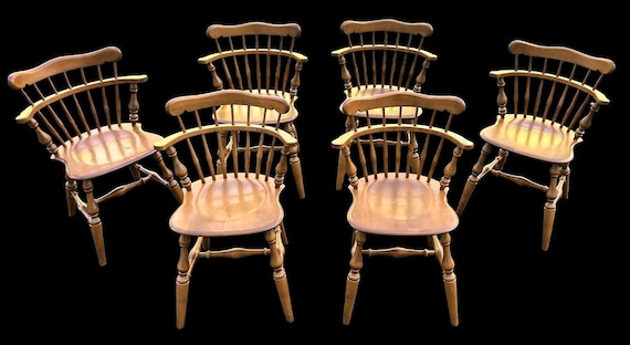Ethan Allen Vintage Nutmeg Birch & Maple Windsor Dining Chairs