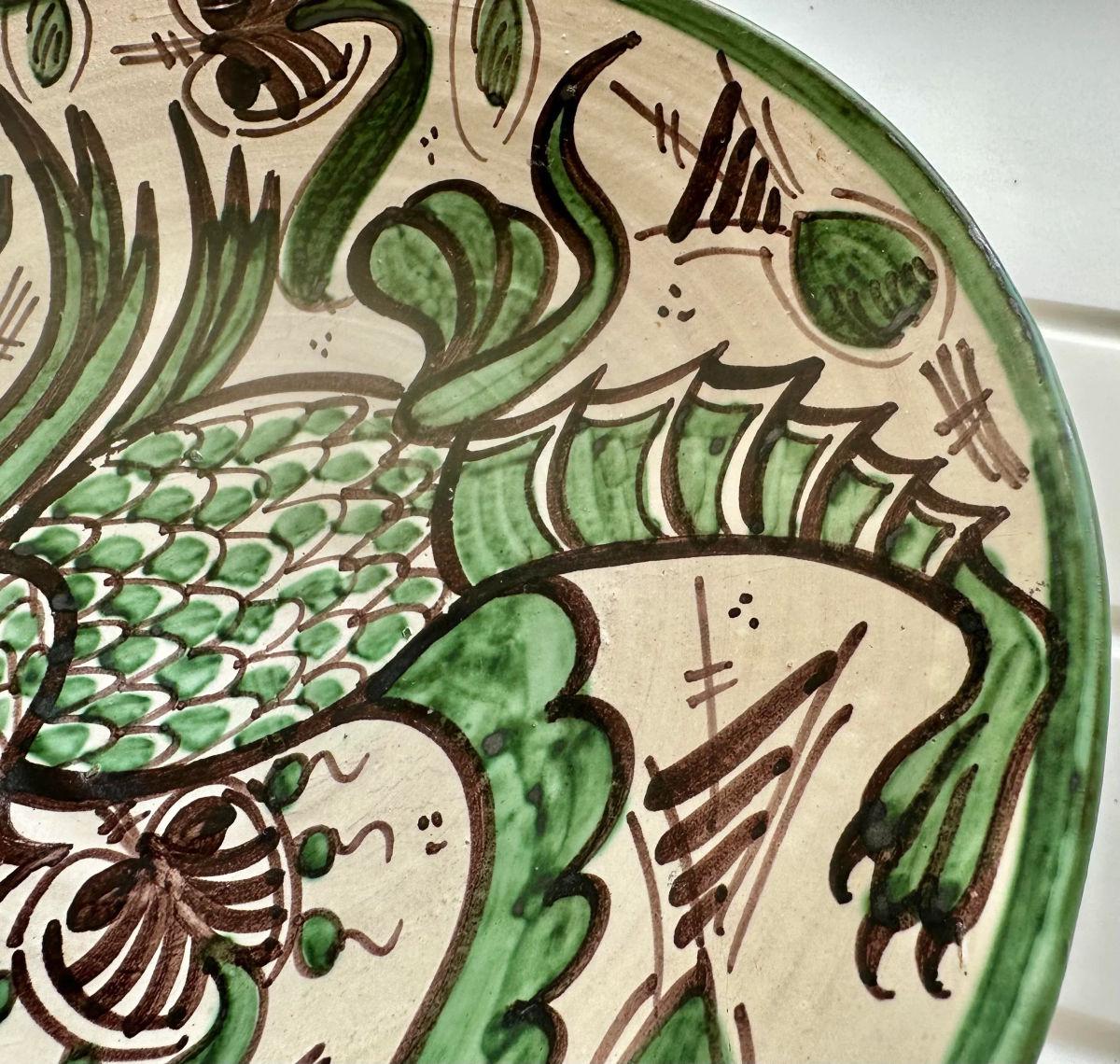 Domingo Punter Griffon Design 13” Ceramic Plate - Mid 20th Century