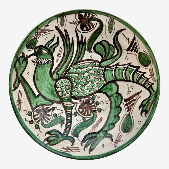 Domingo Punter Griffon Design 13” Ceramic Plate - Mid 20th Century