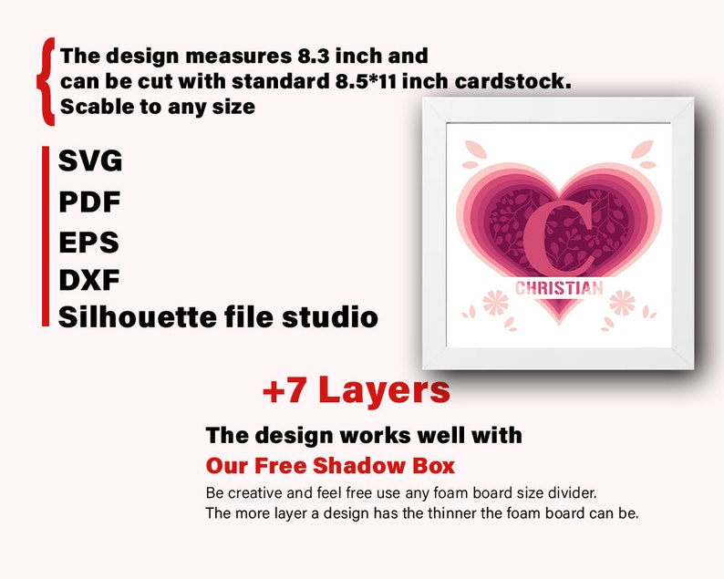 3d Heart Shaped Monogram Shadow Box 3d Shadow Box AZ Etsy