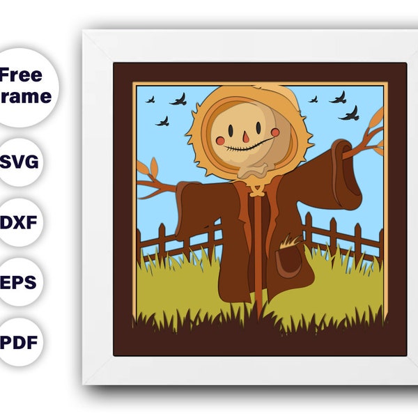 Scarecrow 3D Shadow Box Svg File, Fall Shadow Box SVG, Layered Papercut, Farm SVG, Files For Cricut, Halloween shadow box, Shadow box frame Scarecrow 3D Shadow Box Svg File, Fall Shadow Box SVG, Layered Papercut, Farm SVG, Files For Cricut, Halloween shadow box, Shadow box frame