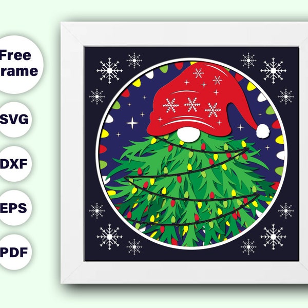 3D Shadow Box Svg, 3D CHRISTMAS GNOME SVG, Christmas Shadow Box Svg, Cricut Files, Cardstock Svg, Silhouette Files - 3DCutFiles