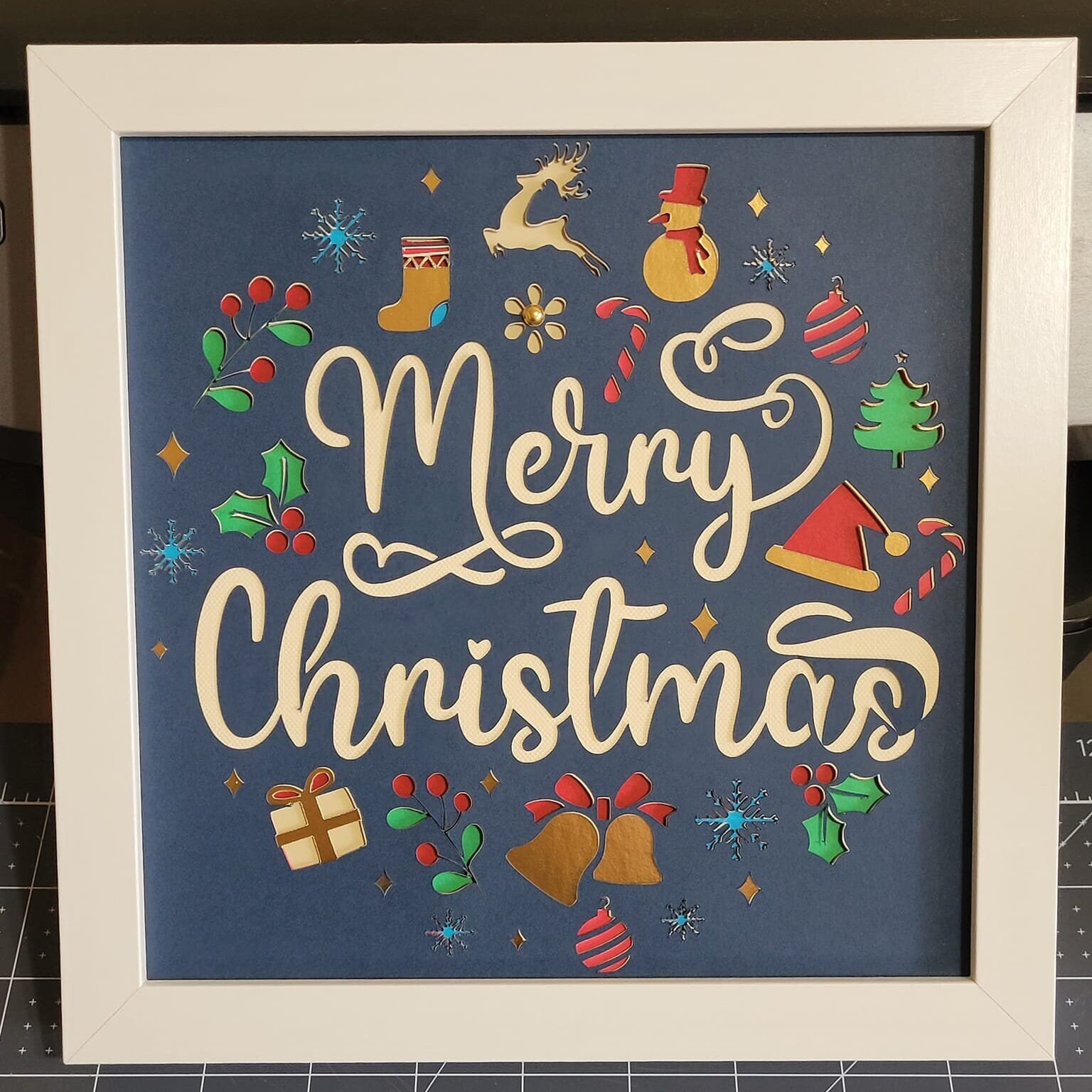 3D Merry Christmas Shadow Box, Christmas Shadow Box, Christmas Shadow