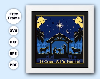 Nativity Scene Shadow Box SVG for cricut, Cardstock Svg file, Nativity Scene SVG, Religious shadow box svg, Digital file Instant Download