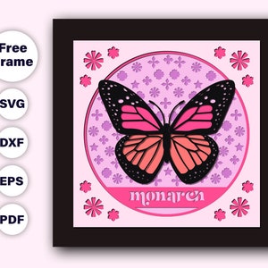 Svg 3D papillon monarque, boîte d'ombre de papillon monarque, boîte d'ombre d'animal SVG, papier découpé monarque, fichiers svg cartonné, fichiers pour Cricut