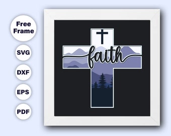 Faith shadow box, 3d faith shadow box svg, Christian shadow box svg, inspirational shadow box svg, Faith cardstock cut file, 3dcutfiles