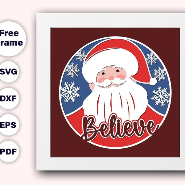 3D santa believe shadow box svg digital files instant download 7 different layers, Christmas shadow box, Believe shadow box svg-3DCutFiles 3D santa believe shadow box svg digital files instant download 7 different layers, Christmas shadow box, Believe shadow box svg-3DCutFiles