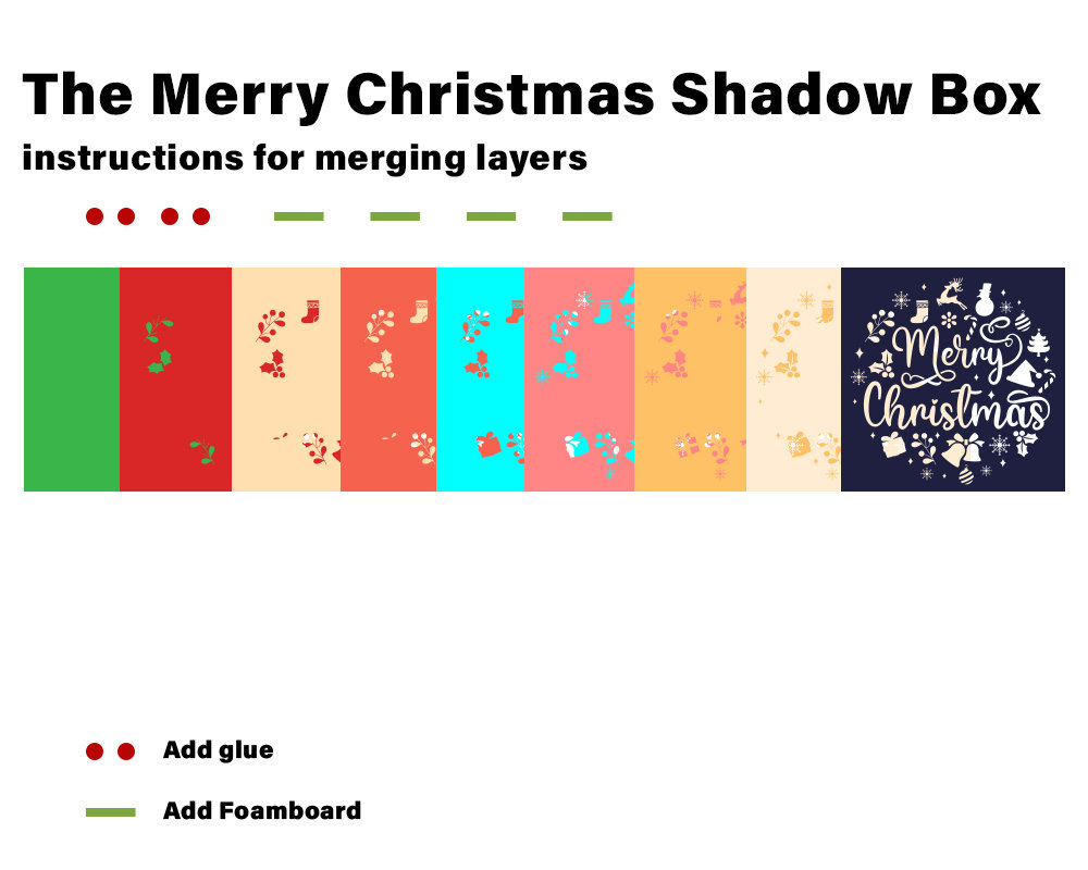 3D Merry Christmas Shadow Box, Christmas Shadow Box, Christmas Shadow