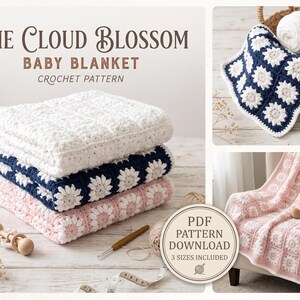 Crochet Flower Baby Blanket Pattern PDF, Textured 3D Puff Blossom Afghan Tutorial, Modern Nursery Throw Pattern, Easy Crochet Gift