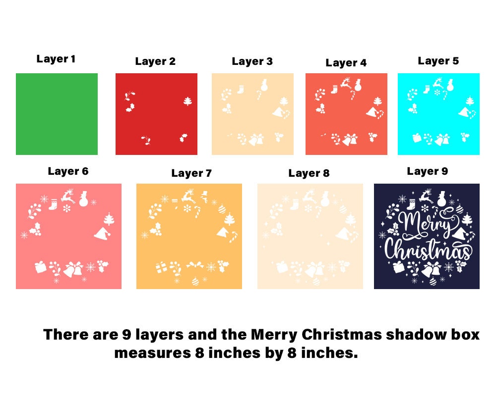 3D Merry Christmas Shadow Box, Christmas Shadow Box, Christmas Shadow