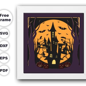 Spooky House Halloween Shadow Box Template: Layered Paper Cut (Digital Download)