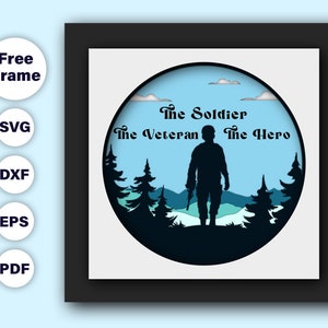 3D Veteran Shadow Box SVG: Military Papercut Template (Digital Files)