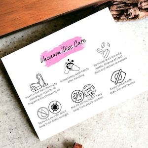 Vacuum Disc Care Card | Care Instructions for Vacuum Discs | Hoover Discs | Digital Product