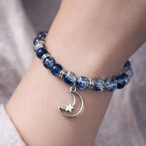 Moon Beaded Bracelet | Stretch Bracelet | Celestial Bracelet | Minimalistic Jewellery | Gift for Her | Stocking Filler