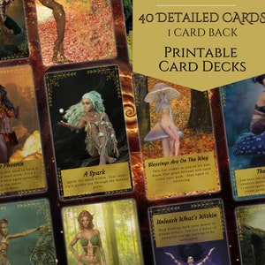 Le royaume mystique| Faries, nymphes, elfes et ogres| Jeu de 54 cartes Oracle avec boîte | Jeu de cartes Oracle imprimable | Fichier numérique PDF à téléchargement immédiat |