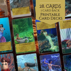 Sirenas / Mensajes de las profundidades, 28 Oracle Cards Deck con caja /PDF Descarga instantánea de archivos digitales / PRINTABLE ORACLE Deck